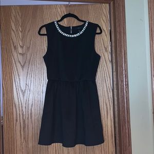 Forever 21 Black Satin Dress with Beaded Neckline